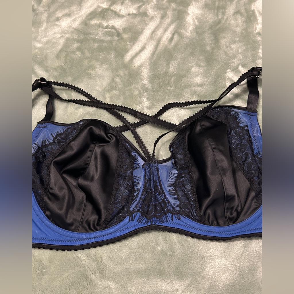 Black & Blue Lace Underwire Bra